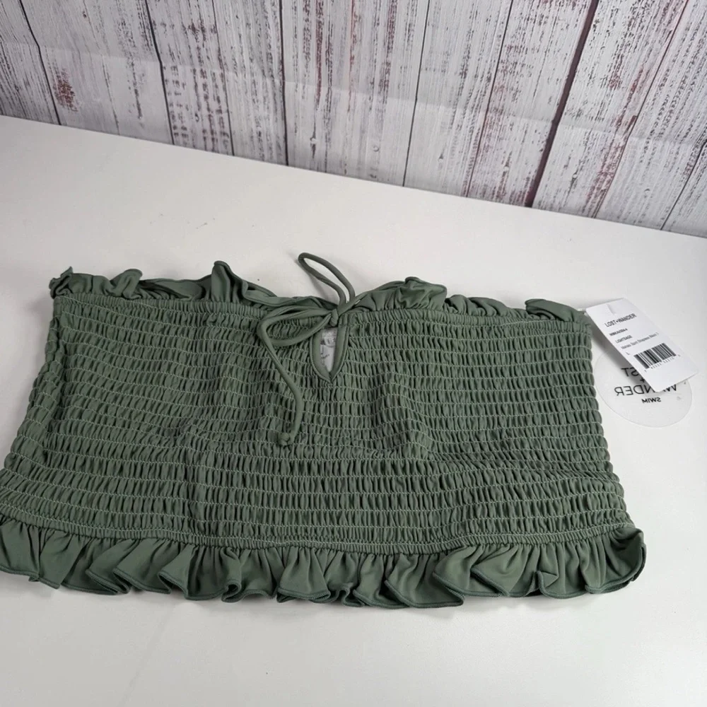 NWT Lost + Wander Mahalo Spirit Smocked Bikini Top Sage Green L